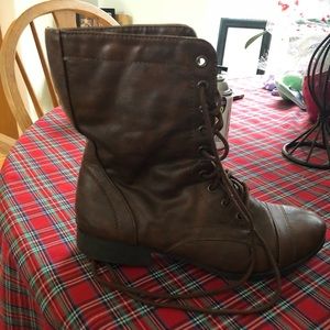 Brown combat boots